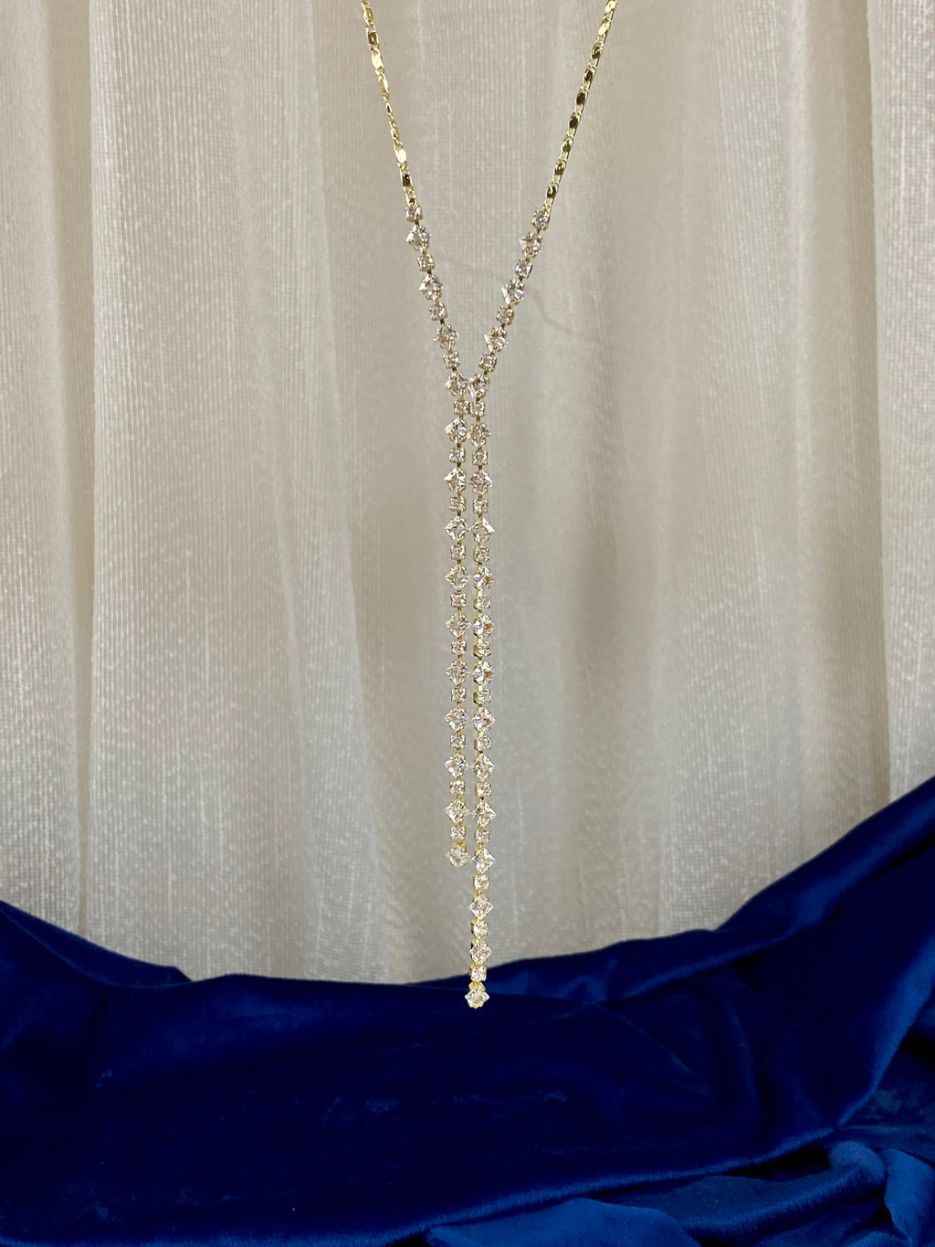 gold rope tennis drop necklace