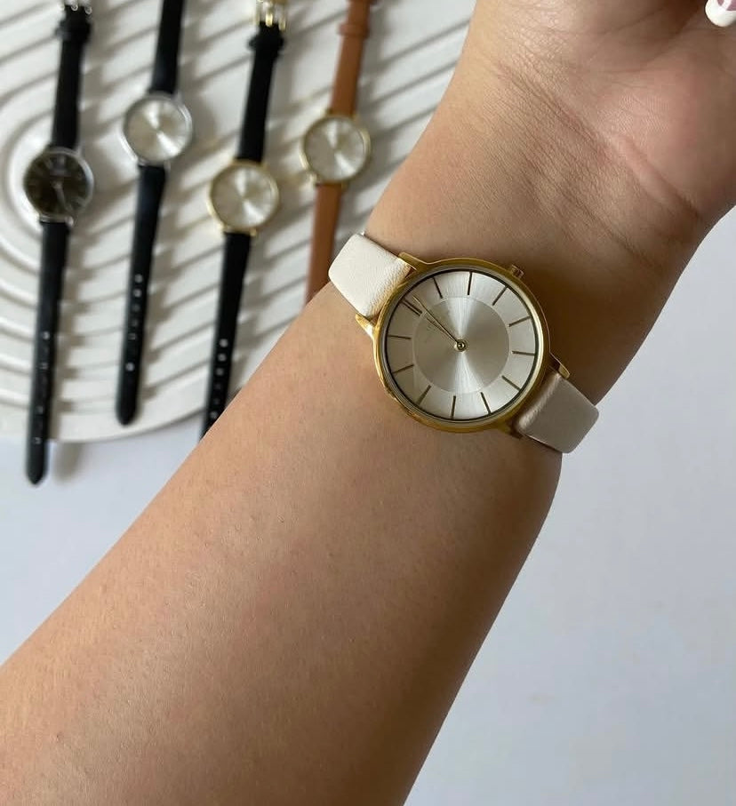 Ibso round leather watches