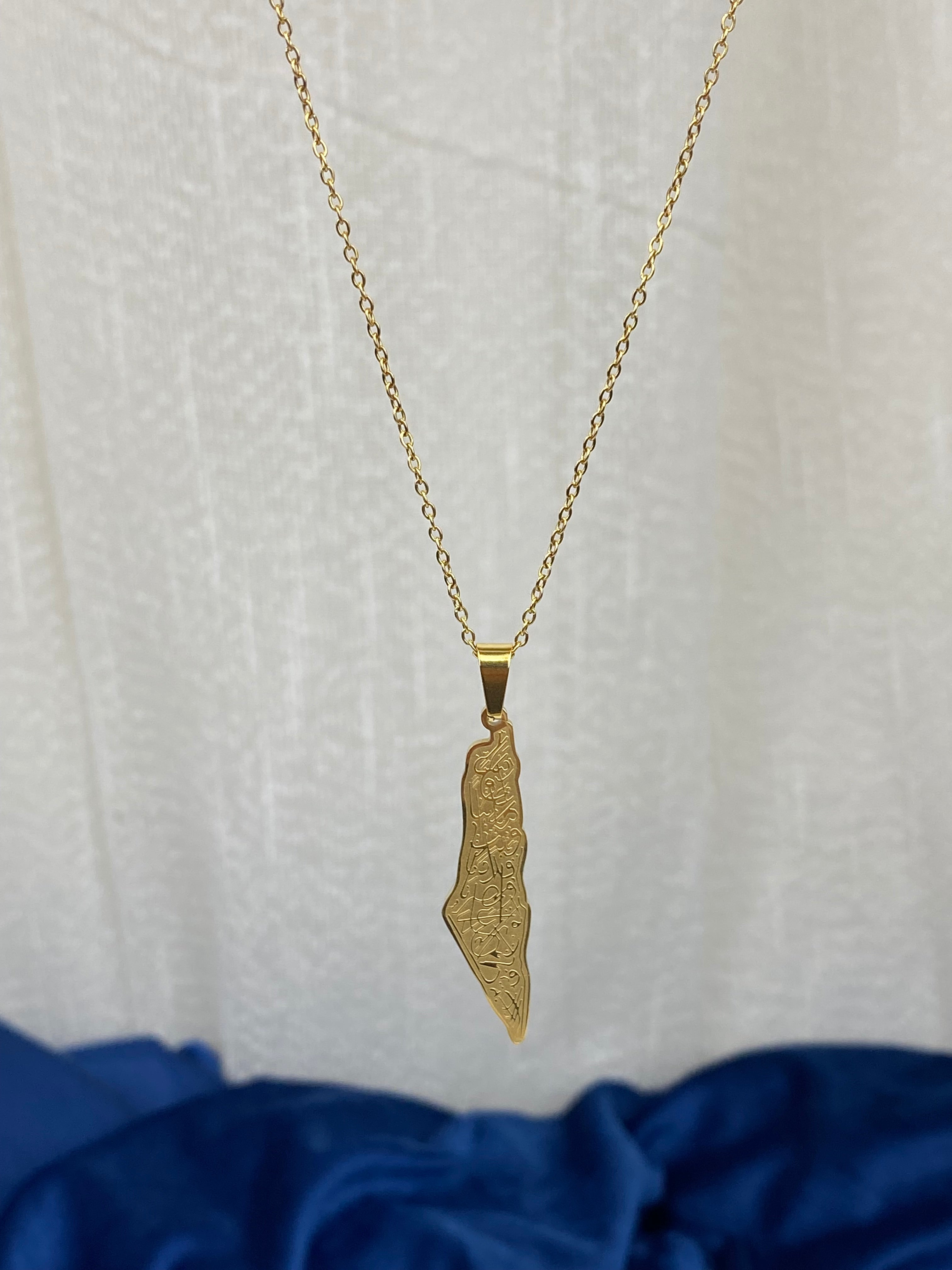 Palestine map necklace