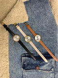 Ibso round leather watches