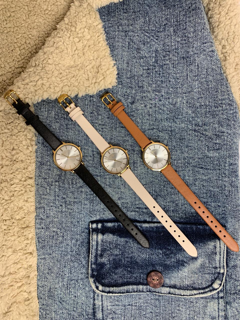 Ibso round leather watches