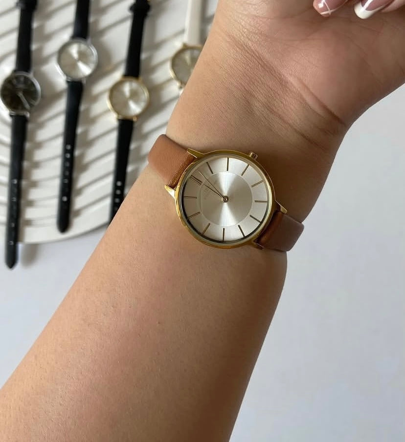 Ibso round leather watches