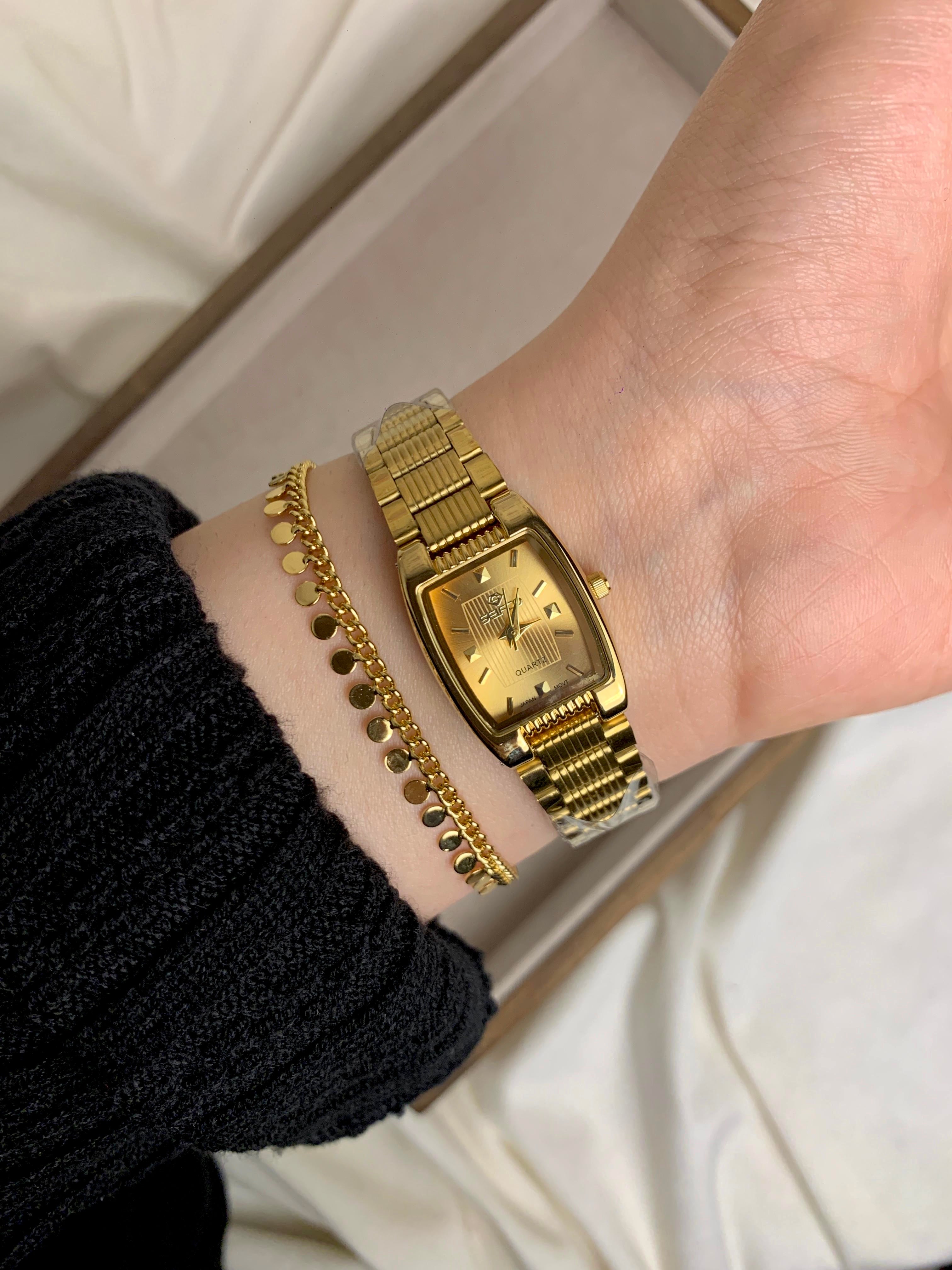 Seifco gold square watch