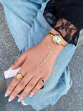 white strass eye gold hand chain