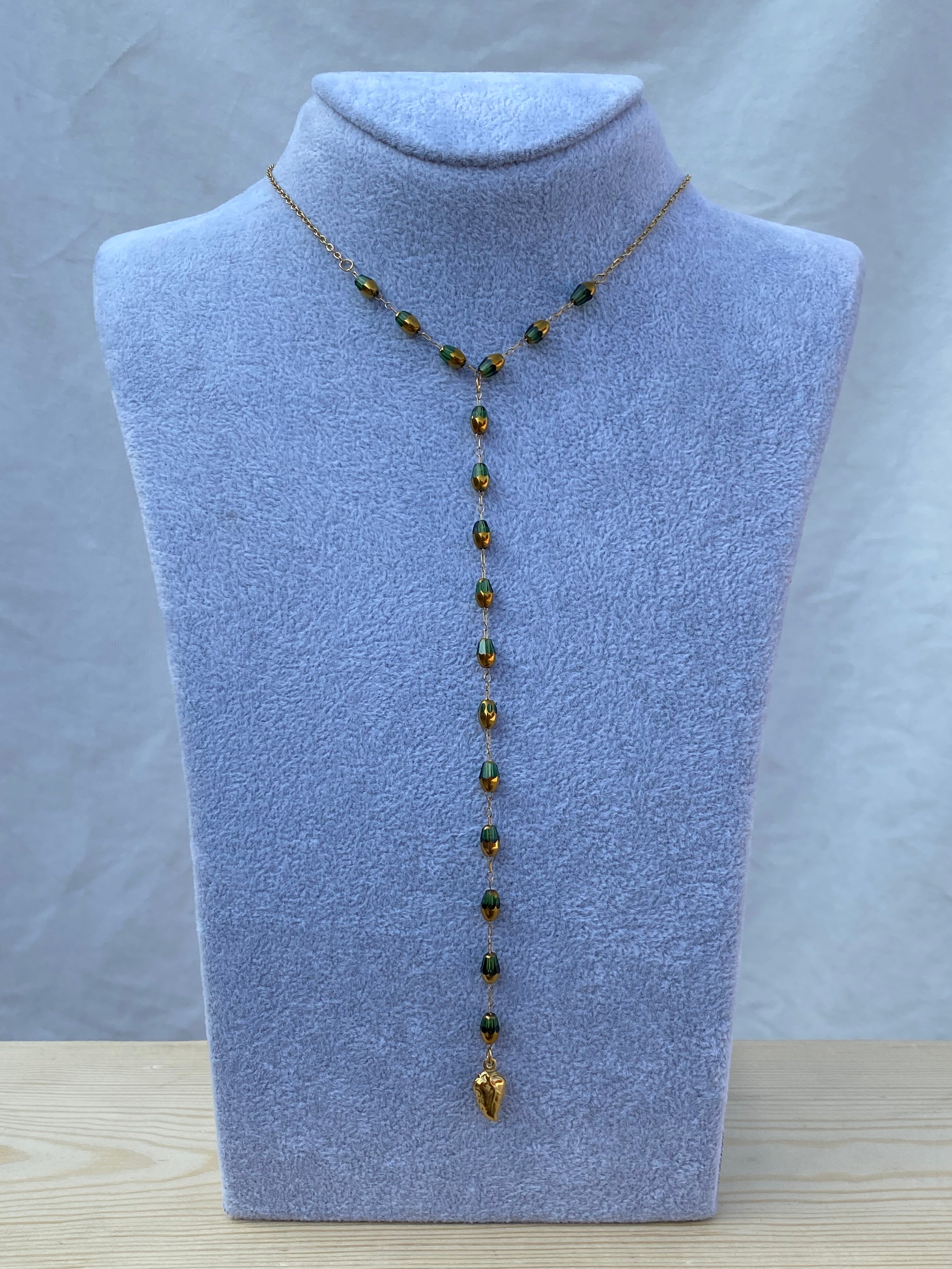 Olive Y-Drop Necklace