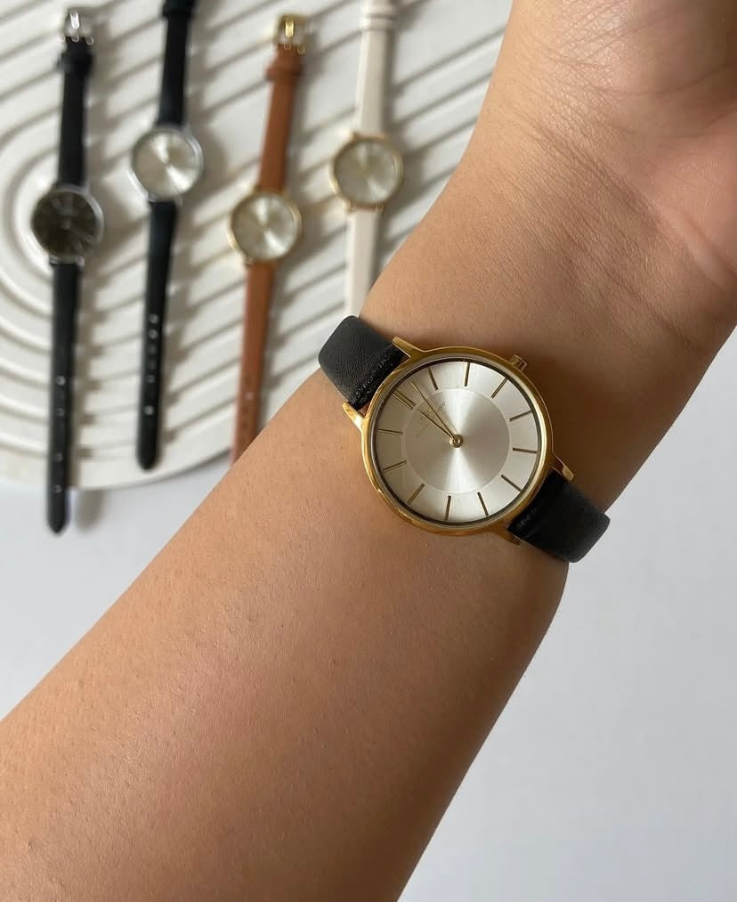 Ibso round leather watches