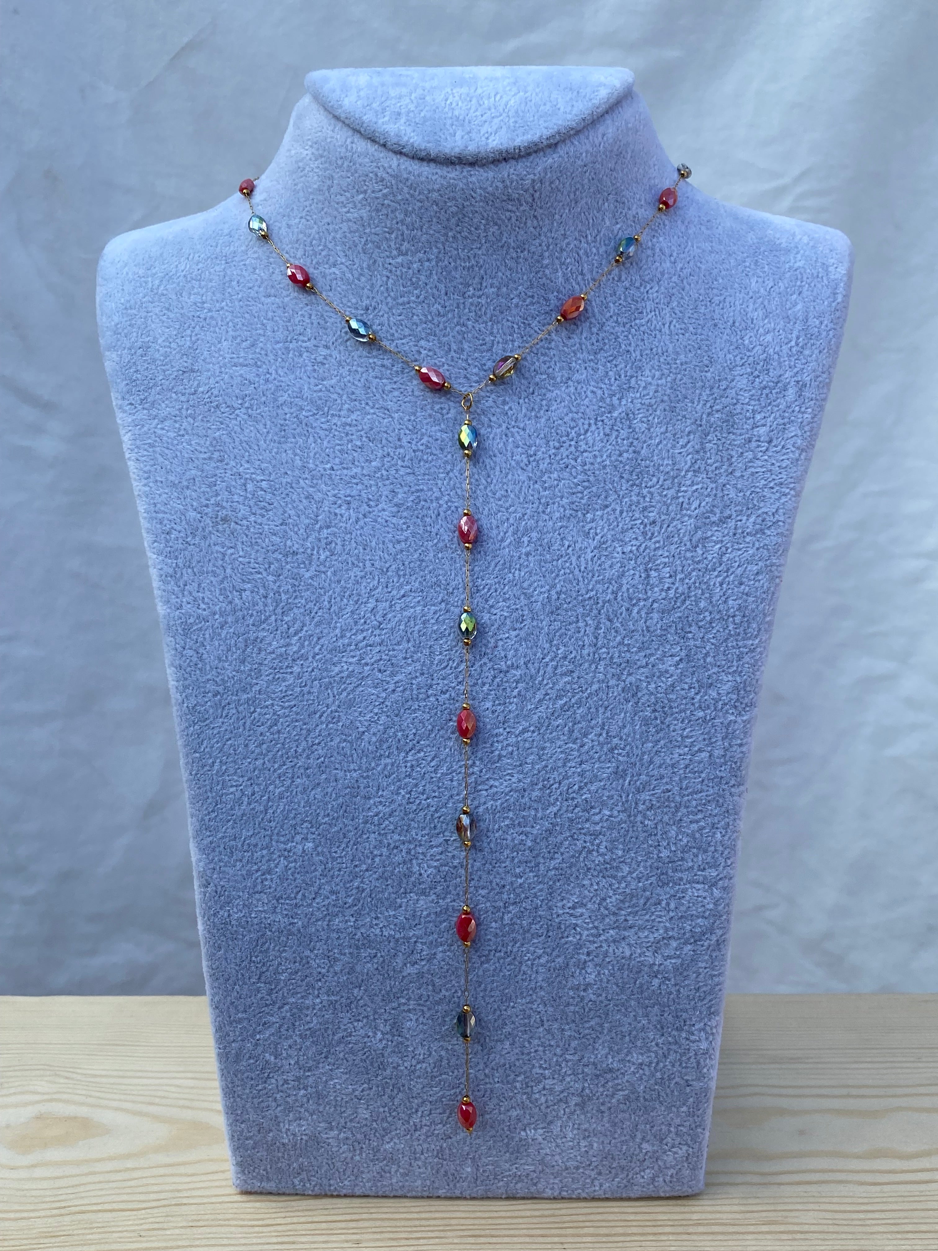 Ruby Crystal Drop Necklace