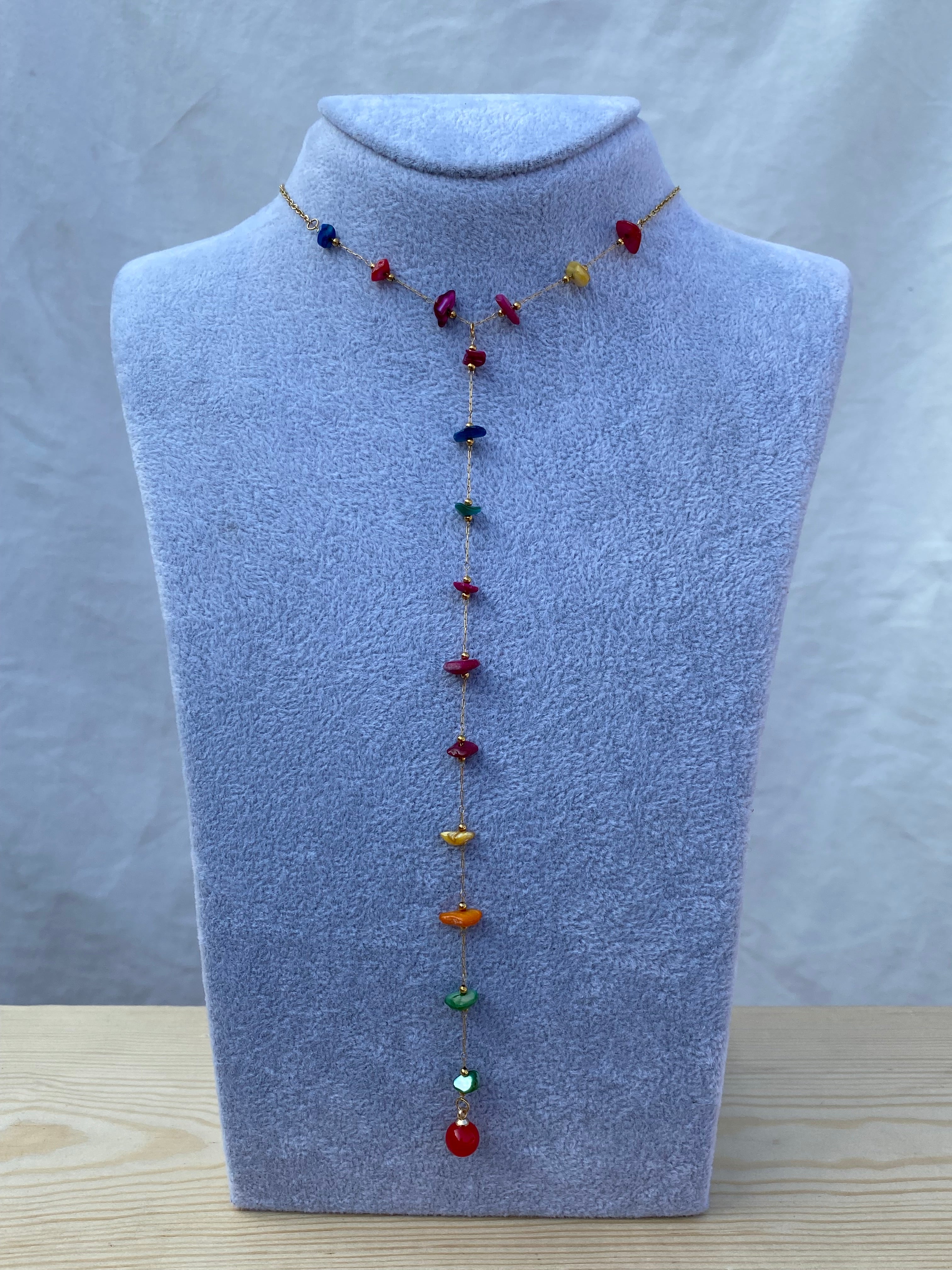 Colored Stones drop necklace