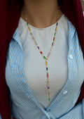 Colorful Lariat gold drop necklace