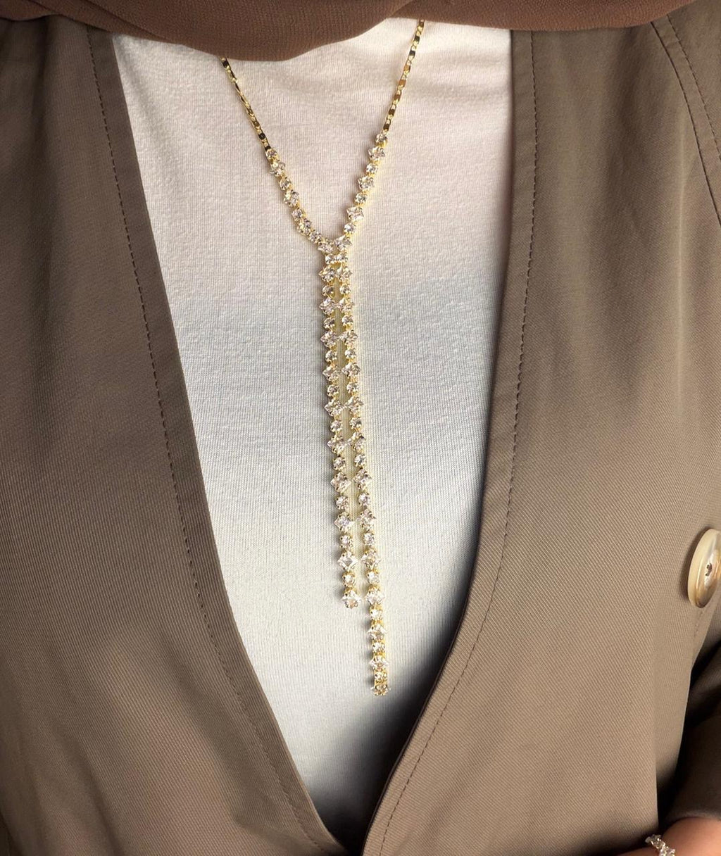 gold rope tennis drop necklace