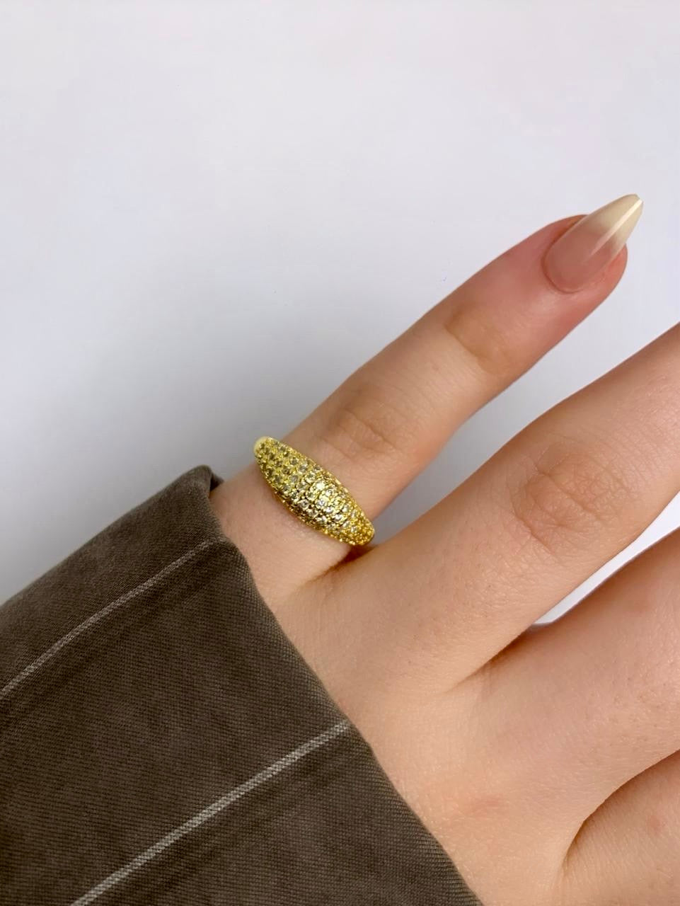 Crystal dome Pinky Ring