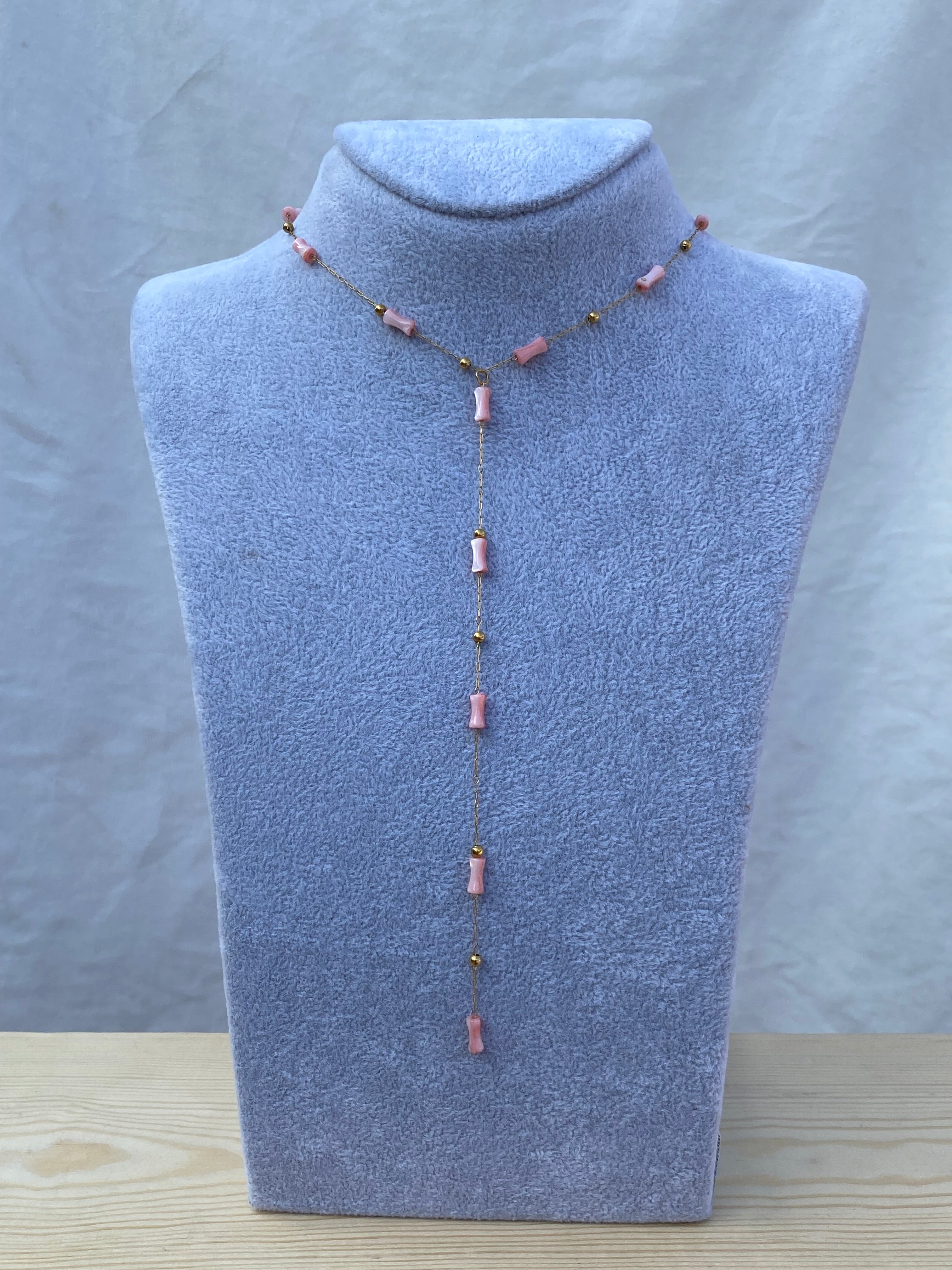 Pink Stone Drop Necklace